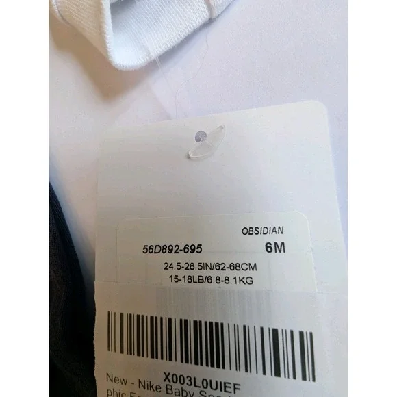 Nike Sleeper Baby NEW navy white Size 6 Months 15 -18lbs Front Zip Footed PJs - Picture 4 of 7